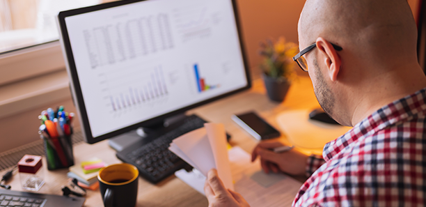 Man working on accounting documents