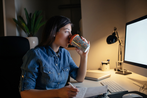 Hard worker at computer